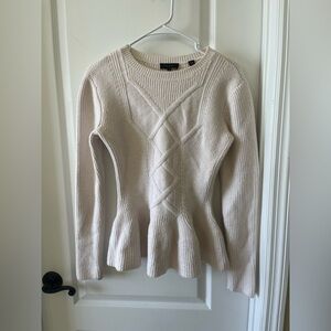 Ted Baker London Wool Blend Cream Textured Knit Peplum Sweater XS